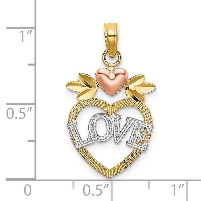 14k TwoTone w White Rhodium LOVE Inside Heart Pendant TreasureFineJewelers Rings