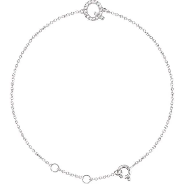 14K White Gold 07 CTW Natural Diamond Initial Q 67 Bracelet TreasureFineJewelers Bracelets 14K White Gold 07 CTW Natural Diamond Initial Q 67 Bracelet TreasureFineJewelers Bracelets