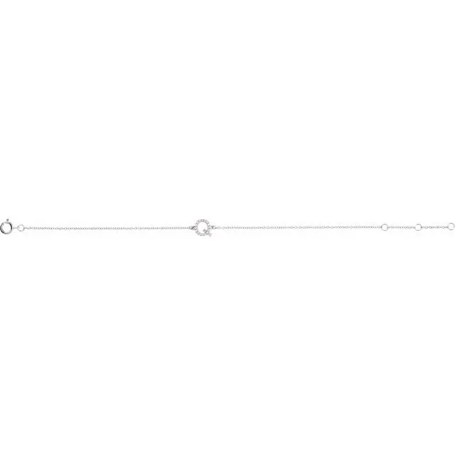 14K White Gold 07 CTW Natural Diamond Initial Q 67 Bracelet TreasureFineJewelers Bracelets