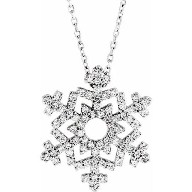 14K White Gold 13 CTW Natural Diamond Snowflake 16 Necklace TreasureFineJewelers Necklaces