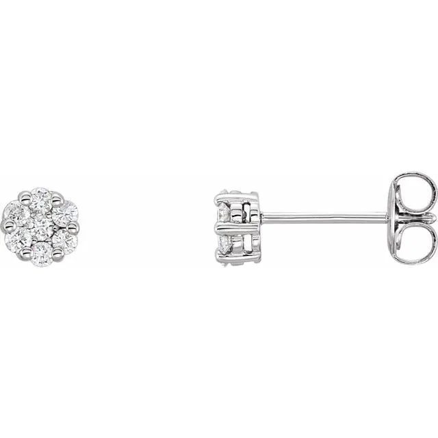 14K White Gold 14 CTW Natural Diamond Cluster Earrings TreasureFineJewelers Earrings