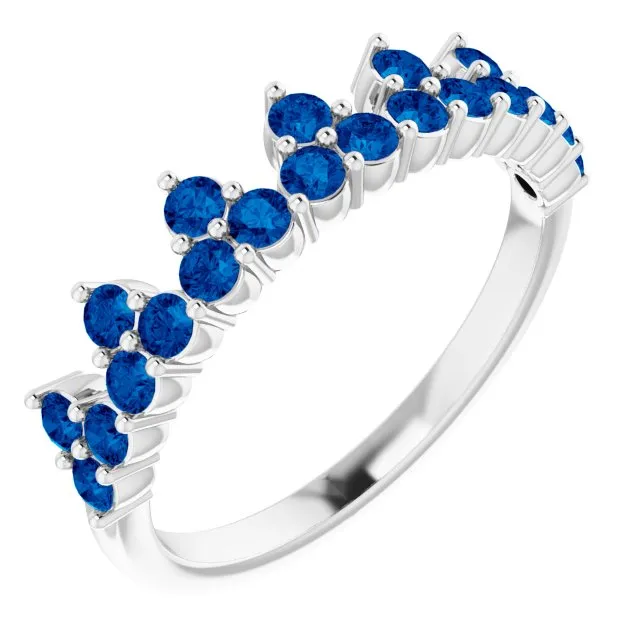 14K White Natural Blue Sapphire Crown Ring TreasureFineJeweler Rings