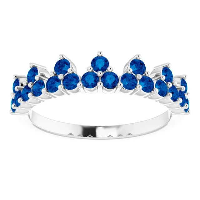 14K White Natural Blue Sapphire Crown Ring TreasureFineJeweler Rings
