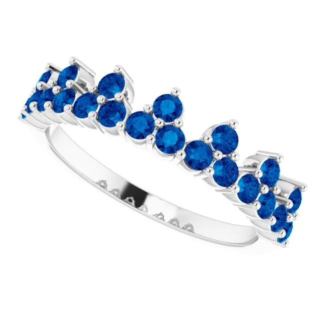 14K White Natural Blue Sapphire Crown Ring TreasureFineJeweler Rings