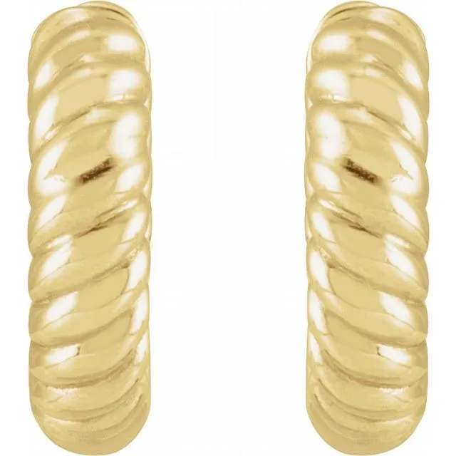 14K Yellow Gold 105mm Right Rope Huggie Hoop Earring TreasureFineJewelers Earrings