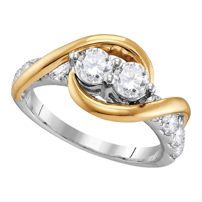 14kt two tone gold womens round diamond 2 stone bridal wedding engagement ring 1 38 cttw111798 North Arrow Shop Rings 14kt two tone gold womens round diamond 2 stone bridal wedding engagement ring 1 38 cttw111798 North Arrow Shop Rings