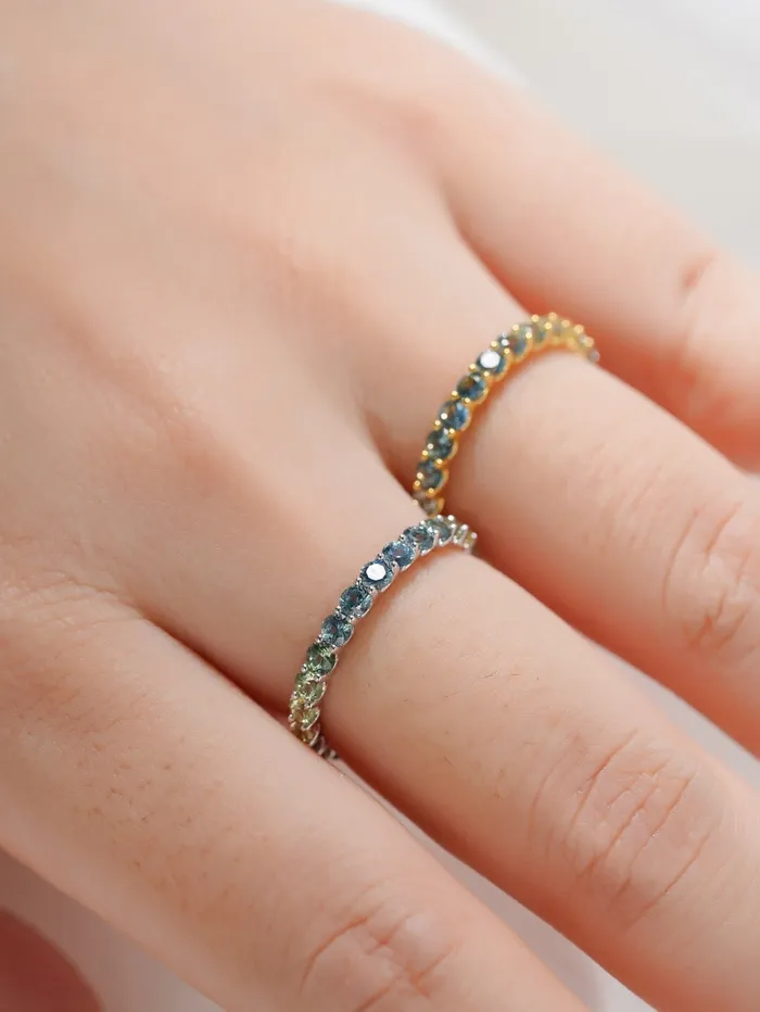 18k Gold Round Cut Natural Gemstone Ring Trendolla Jewelry Rings