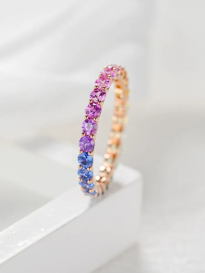 18k Gold Round Cut Natural Gemstone Ring Trendolla Jewelry Rings