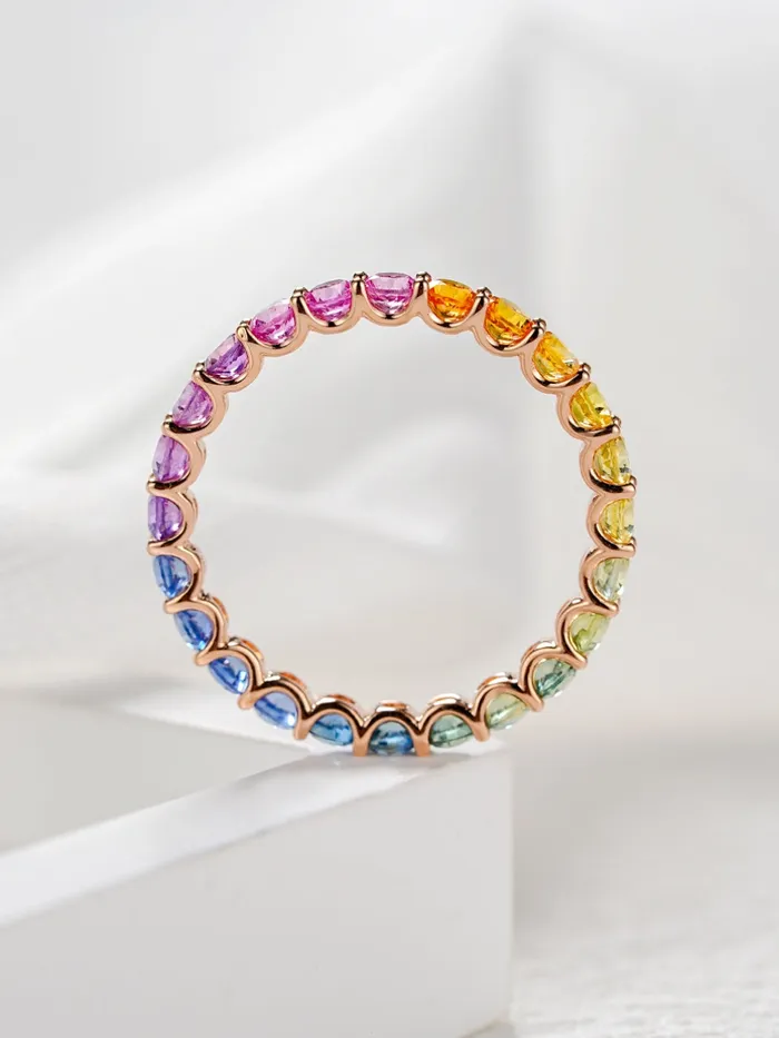 18k Gold Round Cut Natural Gemstone Ring Trendolla Jewelry Rings