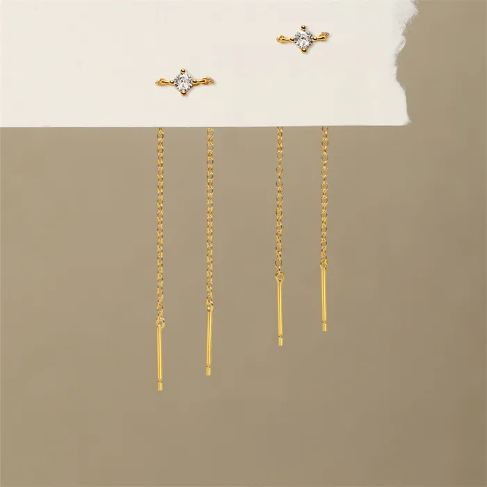 925 Silver Single Round Tassel Drop Earring Trendolla Jewelry Earrings