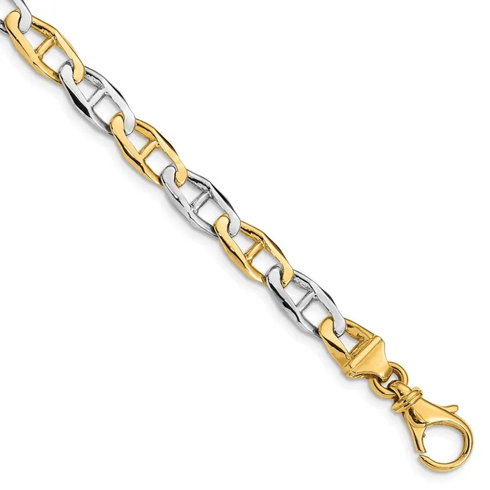 Bracelets 14K Twotone 725 inch 65mm Hand Polished Fancy Link with Fancy Lobster Clasp Bracelet TreasureFineJewelers Bracelets 14K Twotone 725 inch 65mm Hand Polished Fancy Link with Fancy Lobster Clasp Bracelet TreasureFineJewelers