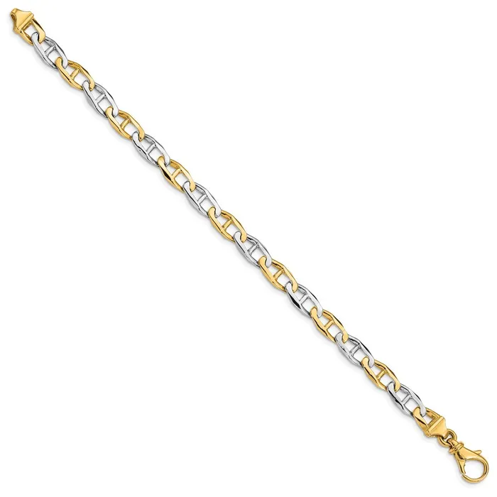 Bracelets 14K Twotone 725 inch 65mm Hand Polished Fancy Link with Fancy Lobster Clasp Bracelet TreasureFineJewelers