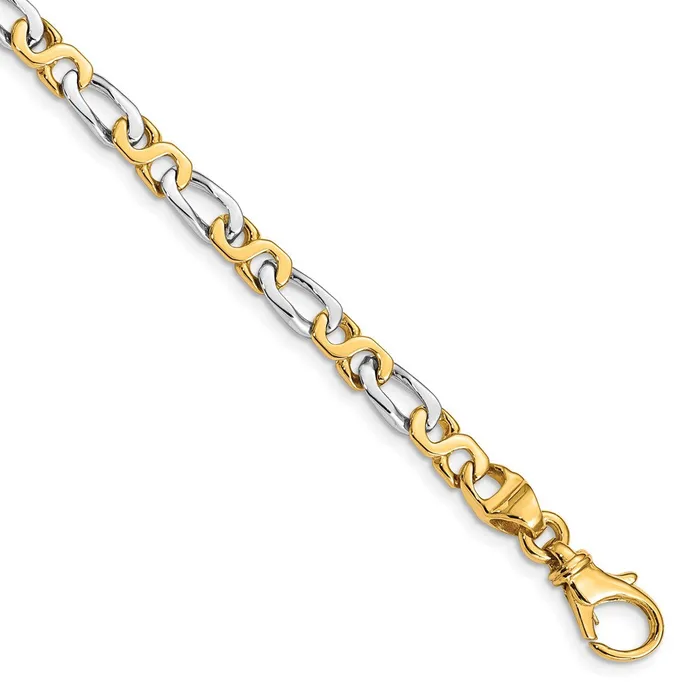 Bracelets 14K Twotone 7 inch 48mm Hand Polished Fancy Link with Fancy Lobster Clasp Bracelet TreasureFineJewelers Bracelets 14K Twotone 7 inch 48mm Hand Polished Fancy Link with Fancy Lobster Clasp Bracelet TreasureFineJewelers