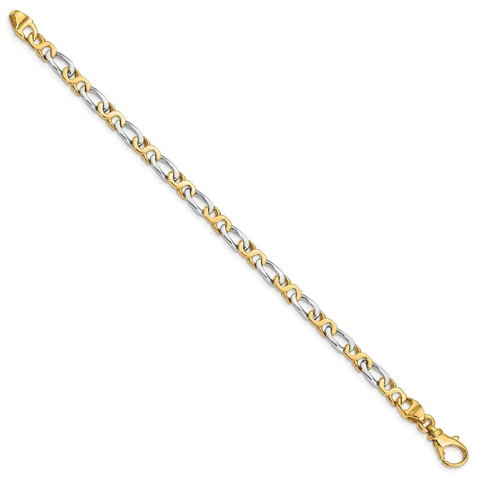 Bracelets 14K Twotone 7 inch 48mm Hand Polished Fancy Link with Fancy Lobster Clasp Bracelet TreasureFineJewelers