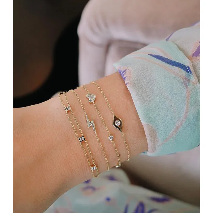 Bracelets EF Collection EF Collection Gold Diamond Evil Eye Yellow Gold Bracelet