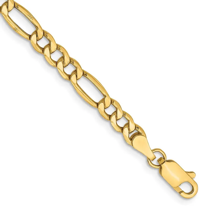 Bracelets TreasureFineJewelers 14K 7 inch 42mm SemiSolid Figaro with Lobster Clasp Bracelet Bracelets TreasureFineJewelers 14K 7 inch 42mm SemiSolid Figaro with Lobster Clasp Bracelet
