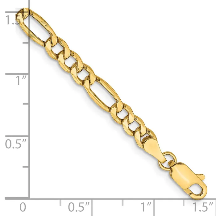 Bracelets TreasureFineJewelers 14K 7 inch 42mm SemiSolid Figaro with Lobster Clasp Bracelet