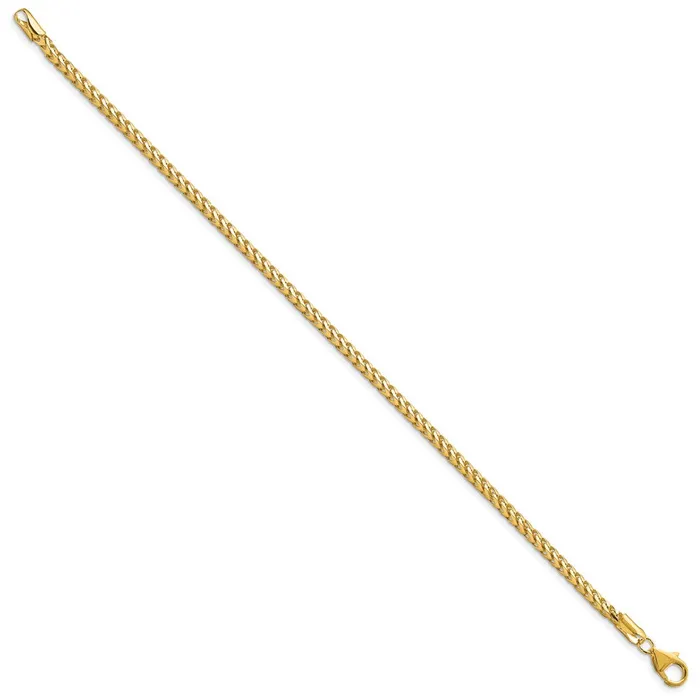 Bracelets TreasureFineJewelers 14K 8 inch 3mm Franco with Fancy Lobster Clasp Bracelet