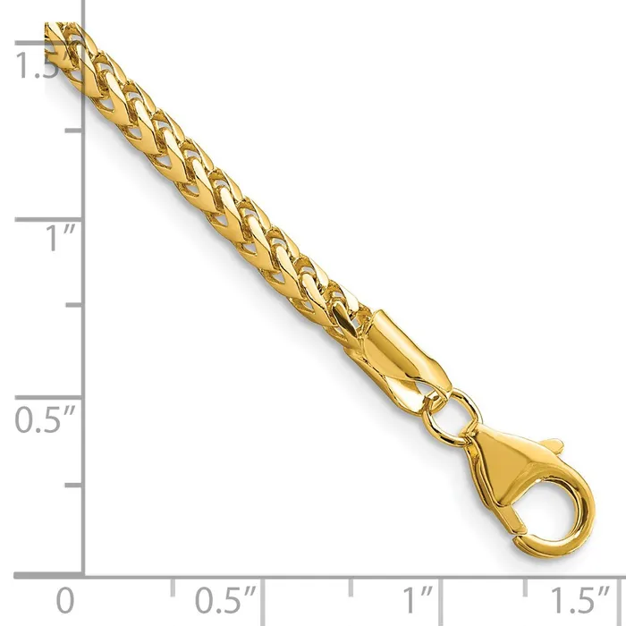 Bracelets TreasureFineJewelers 14K 8 inch 3mm Franco with Fancy Lobster Clasp Bracelet