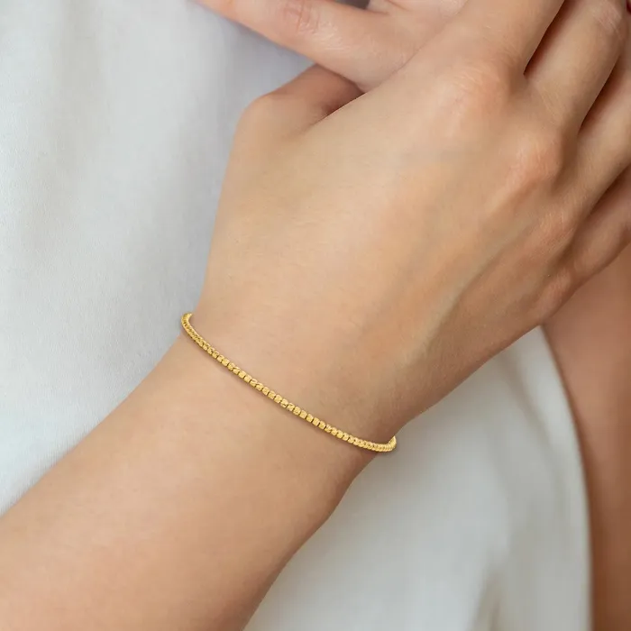 Bracelets TreasureFineJewelers 14K Polished DC Beaded Bracelet