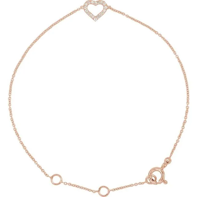 Bracelets TreasureFineJewelers 14K Rose Gold 06 CTW Natural Diamond Heart 67 Bracelet Bracelets TreasureFineJewelers 14K Rose Gold 06 CTW Natural Diamond Heart 67 Bracelet