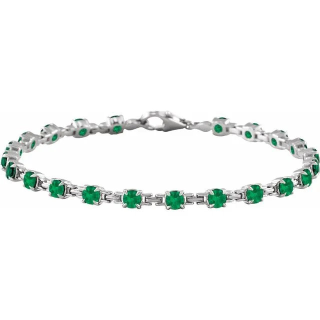 Bracelets TreasureFineJewelers 14K White Gold LabGrown Emerald 7 14 Line Bracelet Bracelets TreasureFineJewelers 14K White Gold LabGrown Emerald 7 14 Line Bracelet