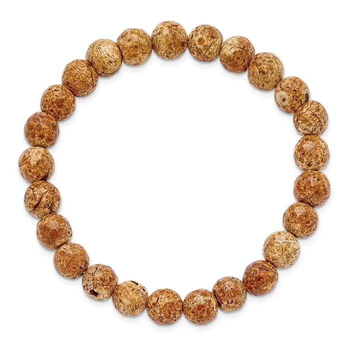 Bracelets TreasureFineJewelers Chisel 8mm Picture Stone Agate Beaded Stretch Bracelet