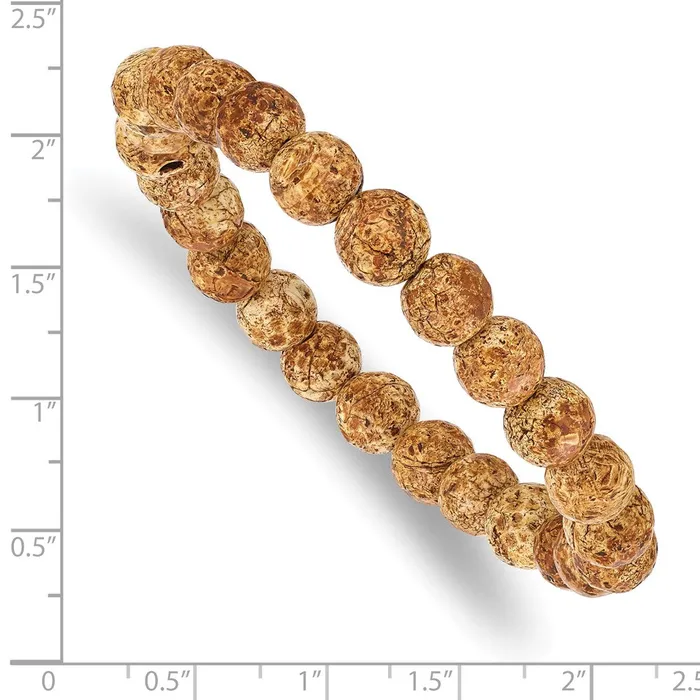 Bracelets TreasureFineJewelers Chisel 8mm Picture Stone Agate Beaded Stretch Bracelet