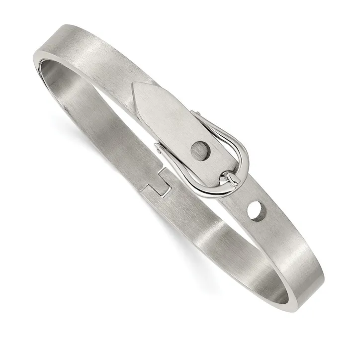 Bracelets TreasureFineJewelers Chisel Stainless Steel Brushed and Polished Belt Hinged Bracelet Bracelets TreasureFineJewelers Chisel Stainless Steel Brushed and Polished Belt Hinged Bracelet