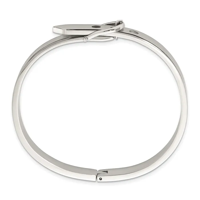 Bracelets TreasureFineJewelers Chisel Stainless Steel Brushed and Polished Belt Hinged Bracelet