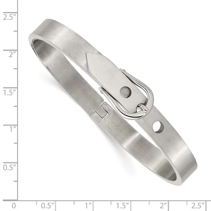 Bracelets TreasureFineJewelers Chisel Stainless Steel Brushed and Polished Belt Hinged Bracelet