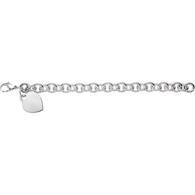 Bracelets TreasureFineJewelers Sterling Silver Heart Charm 75 Bracelet