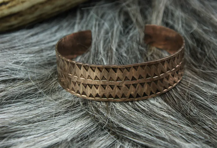 Bronze Medium Stamped Viking Bracelet Valhallas silver Bracelets