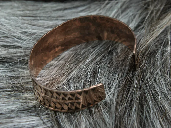 Bronze Medium Stamped Viking Bracelet Valhallas silver Bracelets