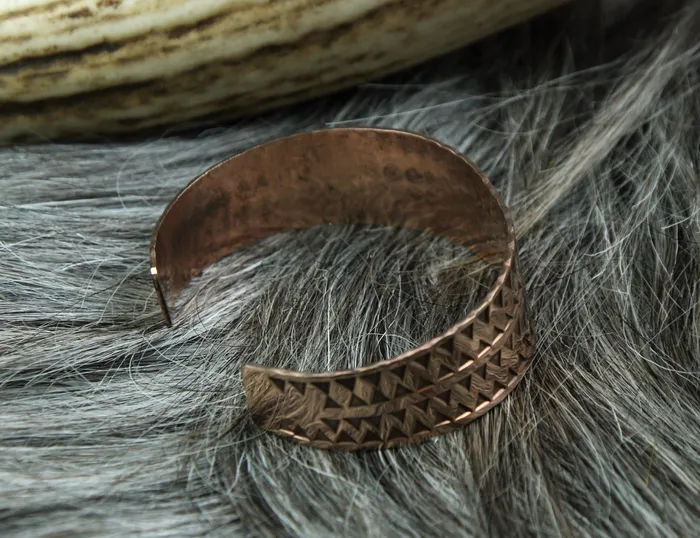 Bronze Medium Stamped Viking Bracelet Valhallas silver Bracelets