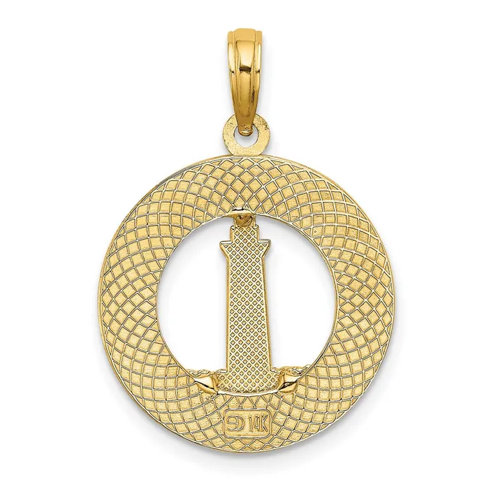 Charm Necklaces 14K HILTON HEAD Lighthouse Round Charm TreasureFineJewelers