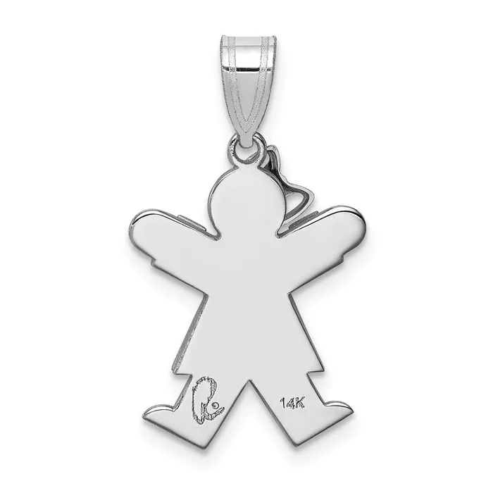Charm Necklaces TreasureFineJewelers 14k White Gold Small Girl wBow on Left Engravable Charm