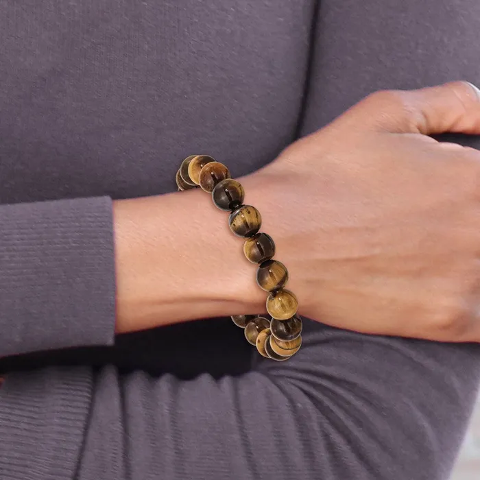 Chisel 10mm Yellow Tigers Eye Agate Beaded Stretch Bracelet TreasureFineJewelers Bracelets