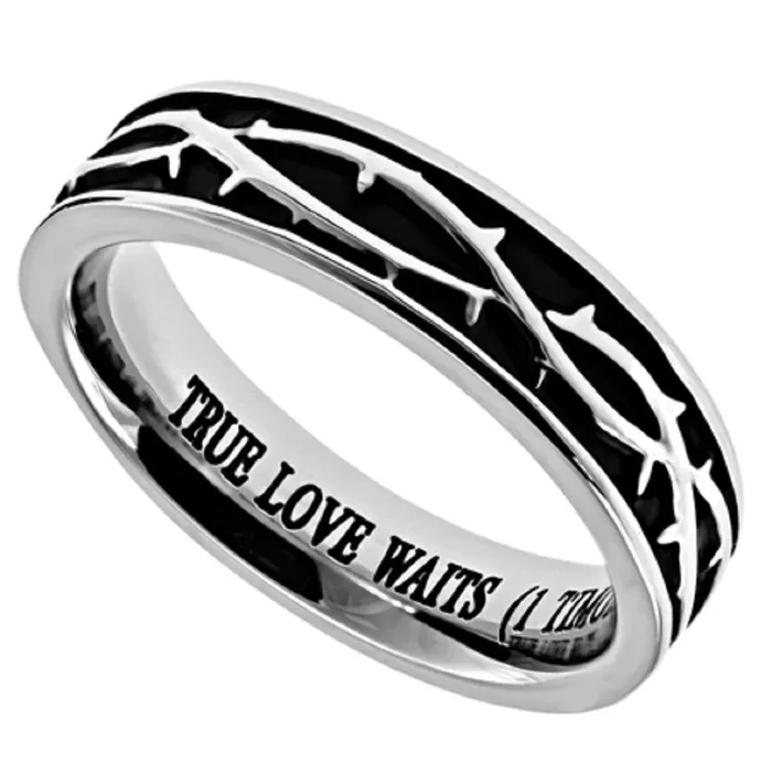 Crown Of Thorns True Love Waits Ring Stainless Steel Christian Bible Verse North Arrow Shop Rings Crown Of Thorns True Love Waits Ring Stainless Steel Christian Bible Verse North Arrow Shop Rings