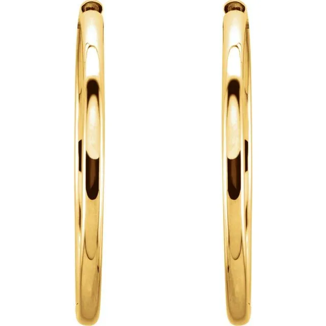 Earrings TreasureFineJewelers 14K Yellow Gold 342 mm Hinged Hoop Earrings