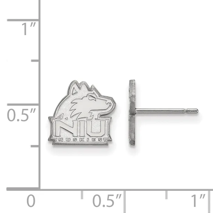 Earrings TreasureFineJewelers Sterling Silver Rhodiumplated Northern Illinois University NIU Huskies Extra Small Post Earrings
