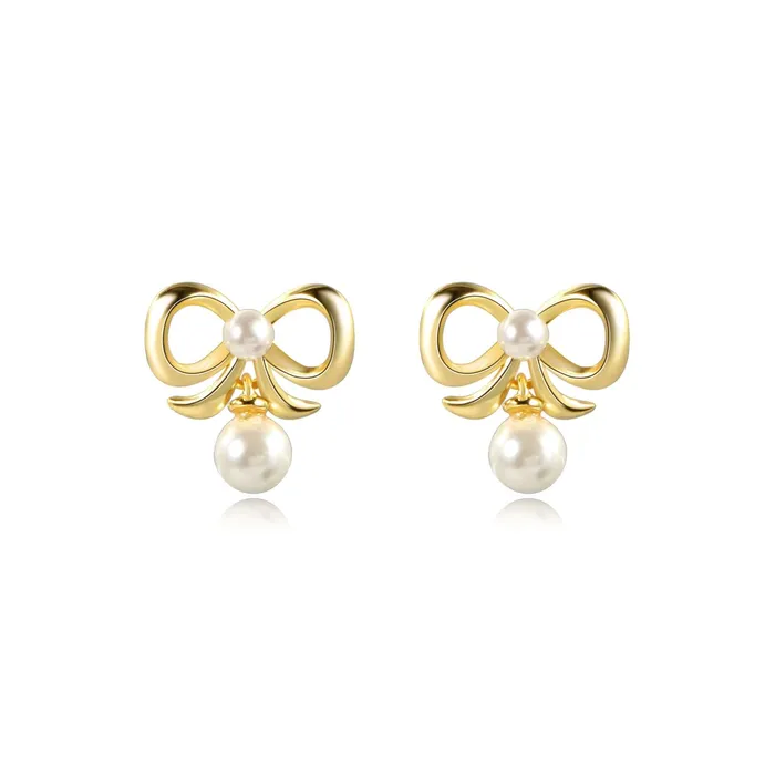 Earrings Trendolla Jewelry Coquette Charm Classic Bow Ring Bracelet Necklace Delicate Stud Earrings Set designed by Katie