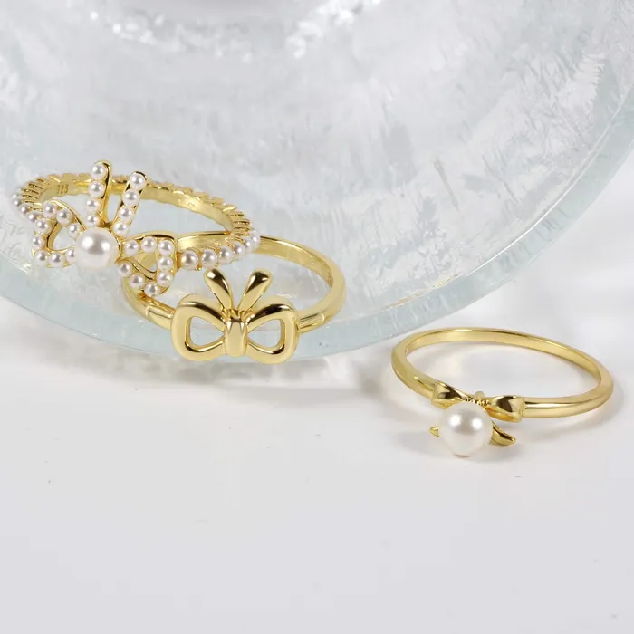 Earrings Trendolla Jewelry Coquette Charm Classic Bow Ring Bracelet Necklace Delicate Stud Earrings Set designed by Katie