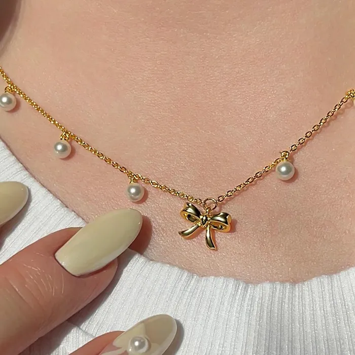 Earrings Trendolla Jewelry Coquette Charm Classic Bow Ring Bracelet Necklace Delicate Stud Earrings Set designed by Katie