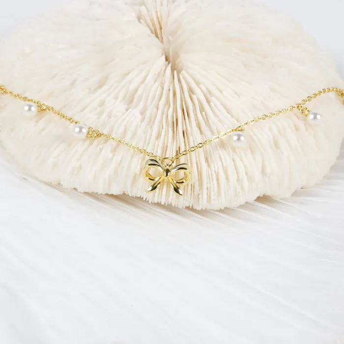Earrings Trendolla Jewelry Coquette Charm Classic Bow Ring Bracelet Necklace Delicate Stud Earrings Set designed by Katie