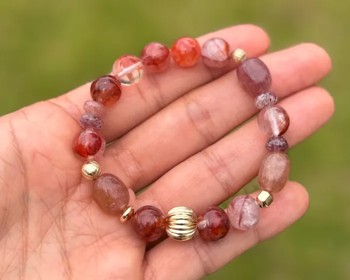 Hematoid Quartz Strawberry Quartz Beaded Bracelet Vida Jewelry Designs Bracelets Hematoid Quartz Strawberry Quartz Beaded Bracelet Vida Jewelry Designs Bracelets