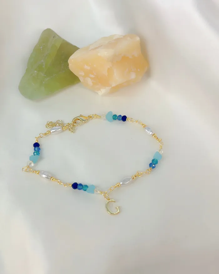 MP Jewelry Bracelets Initial Gold Aqua Bracelet