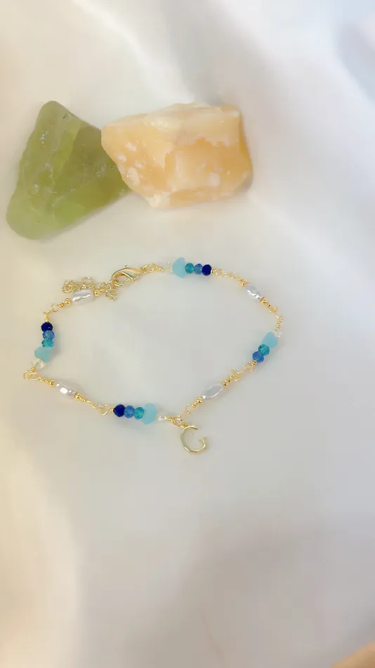 MP Jewelry Bracelets Initial Gold Aqua Bracelet