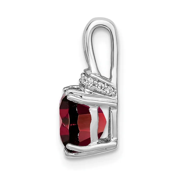 Necklaces 14k White Gold Cushion Garnet and Diamond Pendant TreasureFineJewelers