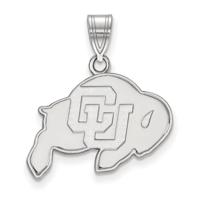 Necklaces Sterling Silver Rhodiumplated University of Colorado Buffalo Medium Pendant TreasureFineJewelers